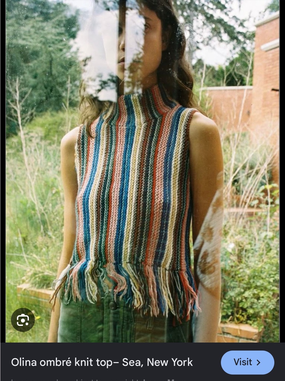 Sea New York Multicolor Olina Ombré Striped Fringe Knit Top